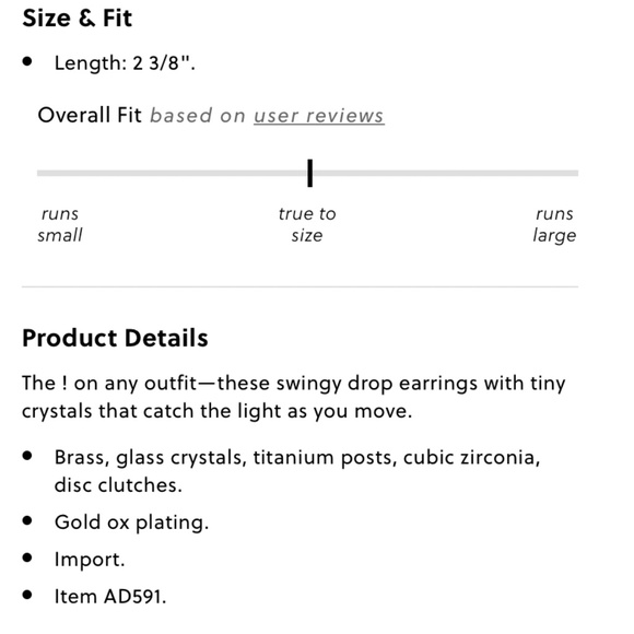 NWT J.Crew Linear crystal chain Earrings AD591 BE - Picture 3 of 3